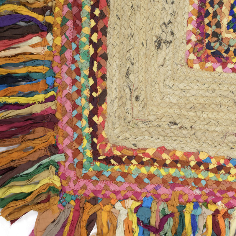 Tapis géométrique tissé à la main multicolore, Rectangle 4 pi x 6 pi