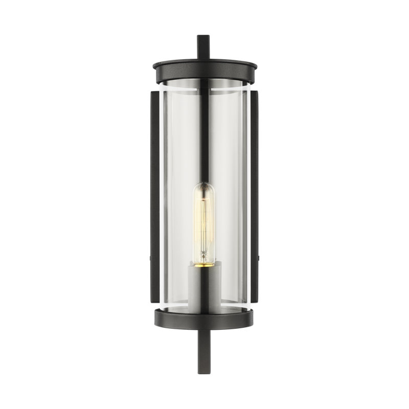 Textured Black Clear Glass Outdoor Wall Sconce