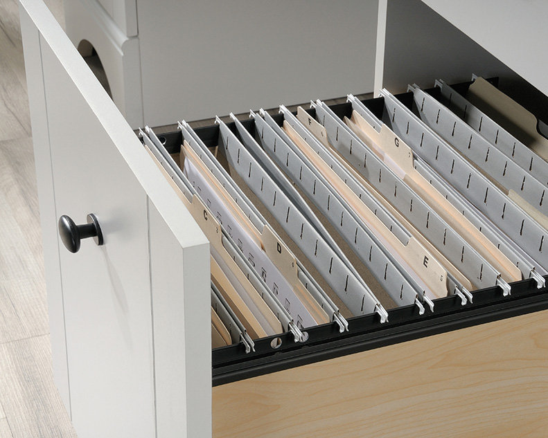 Bureau en bois en chêne Laurel, Brun / Blanc