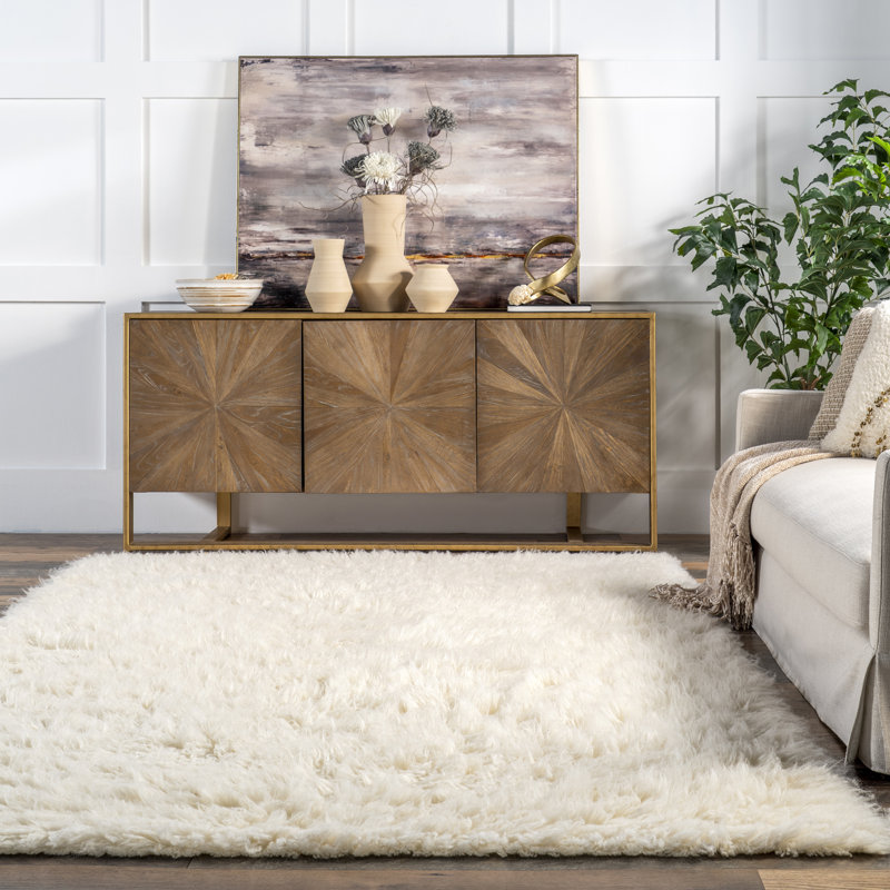 Tapis à poil long en laine Nemya, Rectangle 10 pi x 14 pi