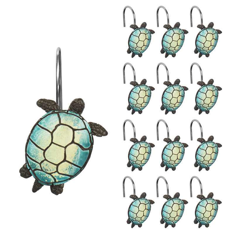 Anneaux de rideau de douche décoratifs Home pour salle de bain, résine, crochets de rideau de douche Ocean