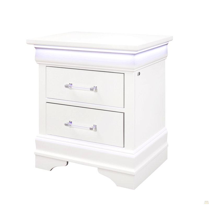 Nightstand With Led, White