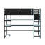 Lit mezzanine Gaming avec bureau et bandes lumineuses RVB, lit mezzanine en bois massif avec support de rangement latéral, multi-tablettes-1314719995-1314719993
