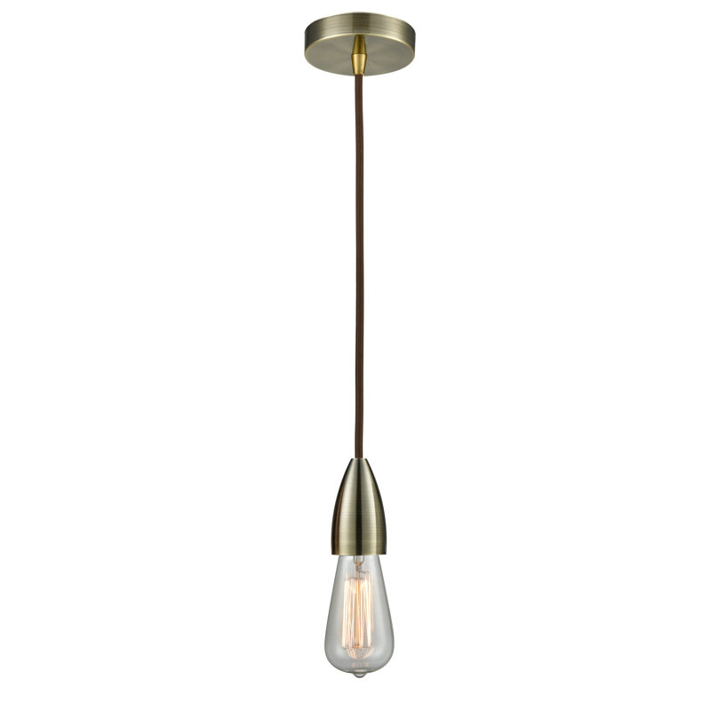 Luminaire suspendu à 1 lumière Cecile, Laiton antique / Brun