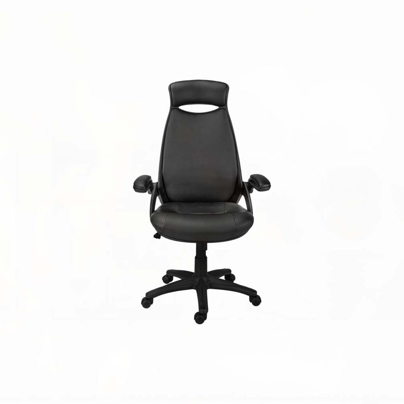 Office Chair,Adjustable Height,Swivel,Ergonomic,Armrests,Computer Desk,Work,Black Leather Look,Black Metal,Contemporary,