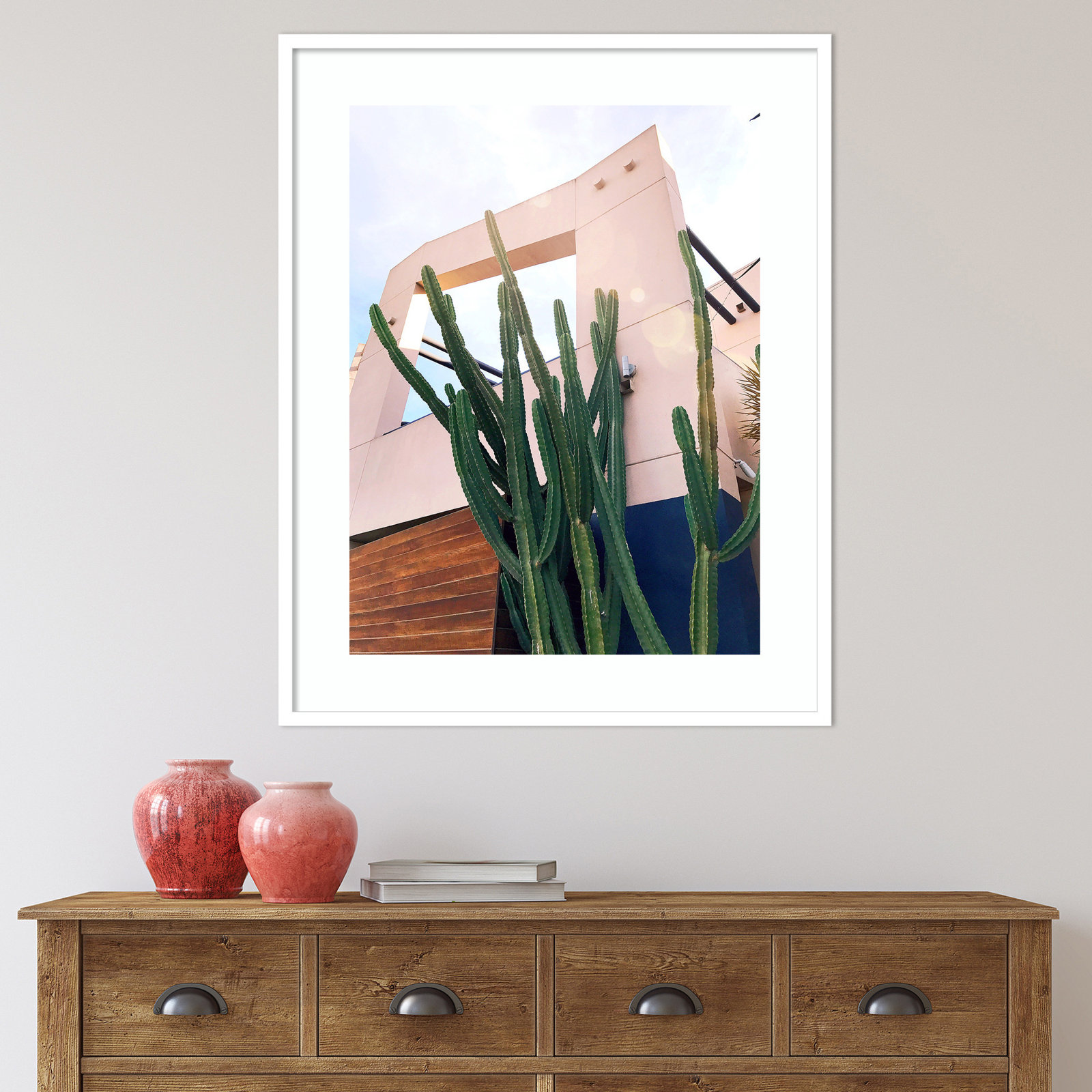 Abbot Kinney Blvd by Rachel Dowd, White Framed, 25.38" H x 20.38" W x 0.875" D