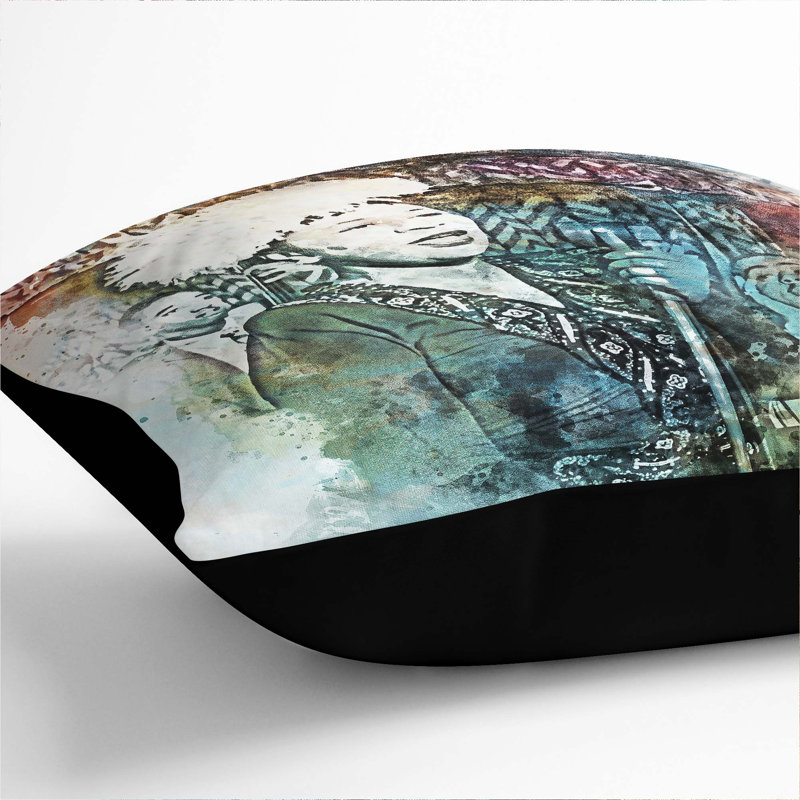 Ella Fitzgerald in Abstract Cushion with Filling, 40cm H x 40cm W x 15cm D, Black
