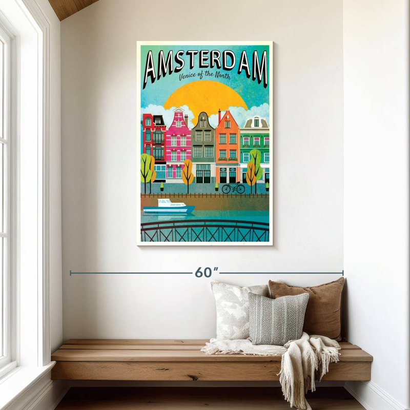 Affiche rétro de Amsterdam, H 45 po x l 30 po