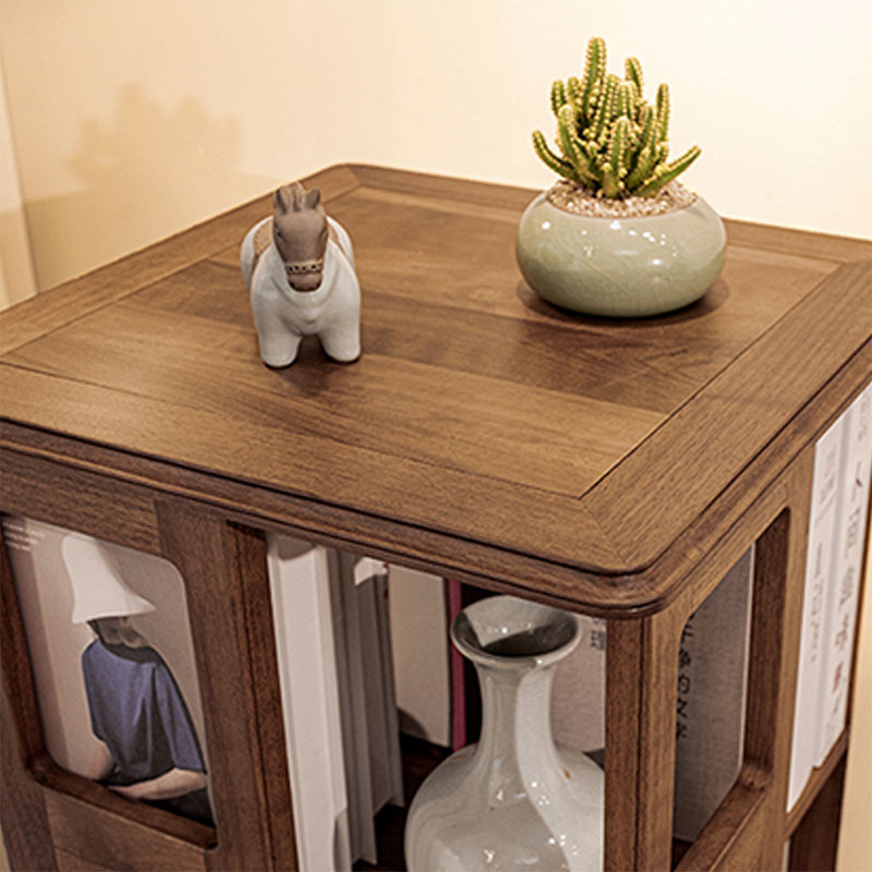 Bibliothèque rotative en bois massif Nut-Brown
