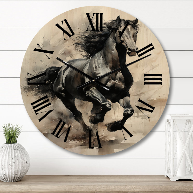 Horloge murale en bois noir I, Moyenne