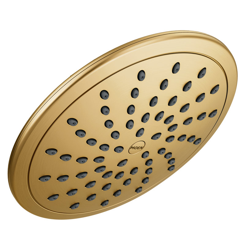 Moen Wide Round Rain Shower Head for Bathroom with 2 GPM High-Pressure Rainfall Spray, Brushed Gold