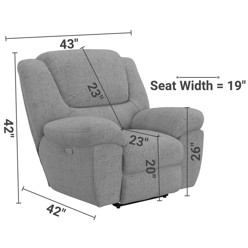 Veria Swivel Glider Recliner, Blue/Gray, Power 
