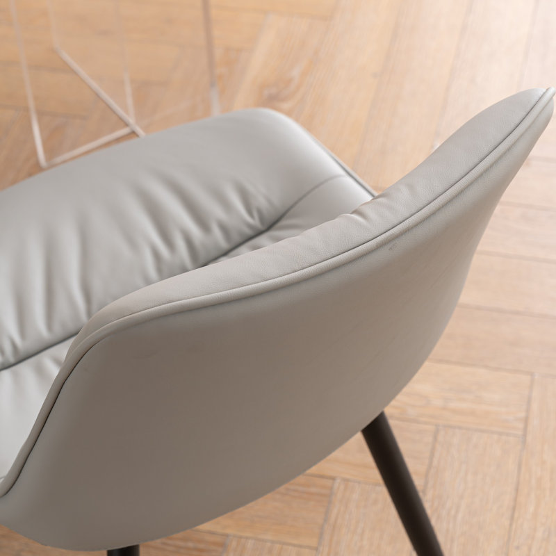 Emsley Faux Leather Upholstered Dining Chair Armless Side Chair with Metal Legs, Gray