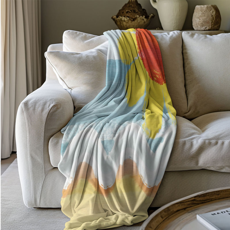 Jeté en sherpa doux 1 pièce Soft Seascape Abstraction, L 50 po x L 60 po