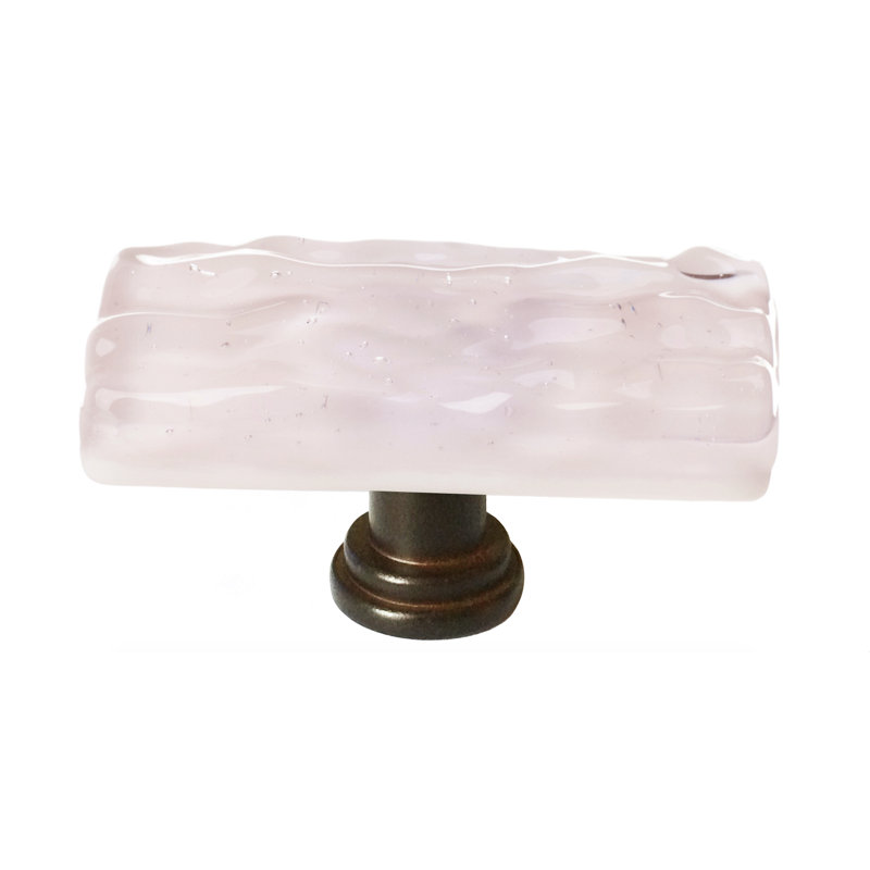 Poignée de meuble longue en verre Glacier, Bronze huilé, Ros