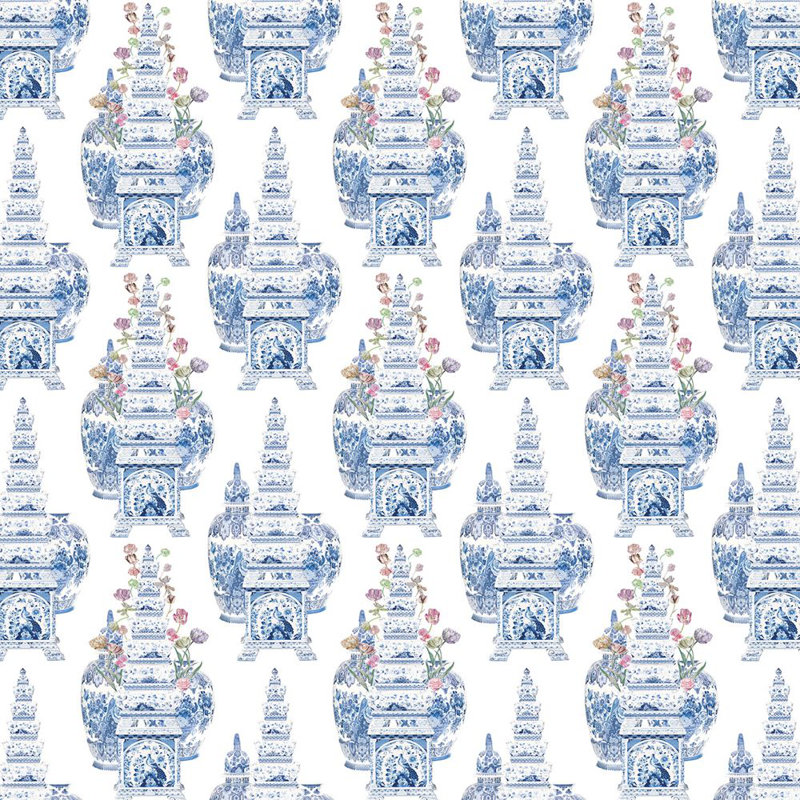 Royal Delft Fabric, White/Blue