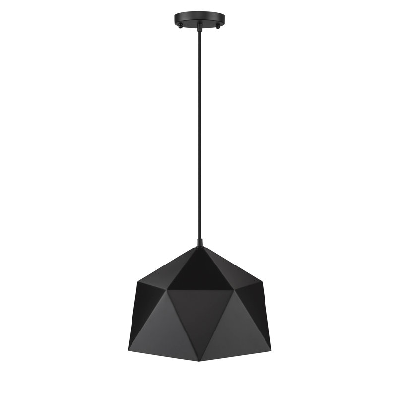 Luminaire suspendu géométrique 1 lumière Avila, H 69 po x l 14,9 po x P 14,9 po, Noir et or