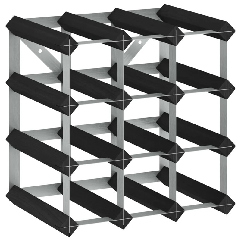 Atkison Wall Mounted Wine Bottle Rack, Black/Silver