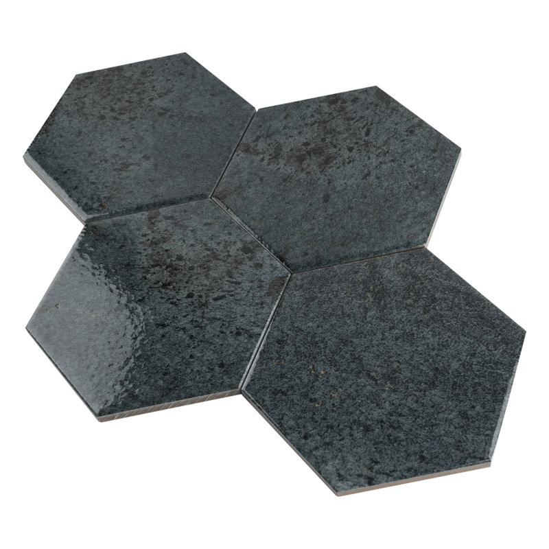 Alma Azul Hexagon 5.1 in. x 5.9 in. Polished Porcelain Stone Look Floor and Wall Tile, Azul Blue