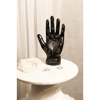 JOYIMARR Hand Ring Holder Palm Reader Jewelry Holder Stand, Witch Mystical  Gifts For Women,Black Palmistry Hand Psychic Fortune Teller Ceramic