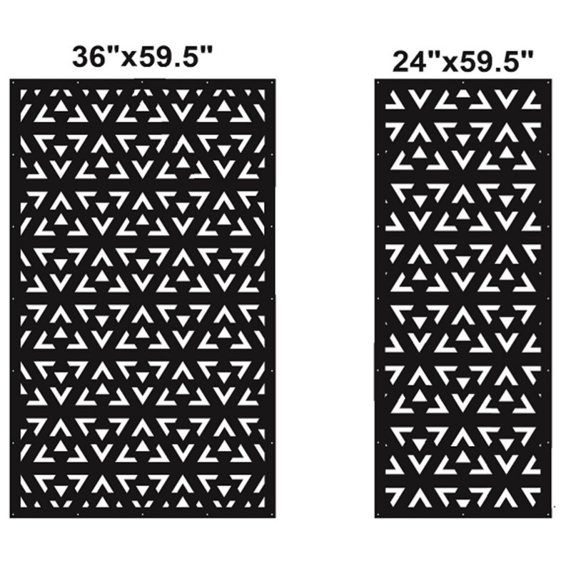 Panneau d'intimité en aluminium découpé au laser Modern Triangles - Art mural extérieur en métal thermolaqué, cloison décorative
