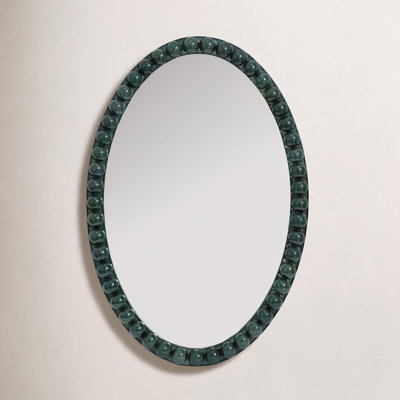 Varsha Oval Glossy Navy Mirror
