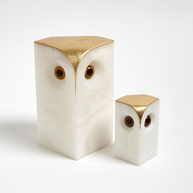 Alabaster Owl-Lg, 7" H x 3.75" W x 3.75" D