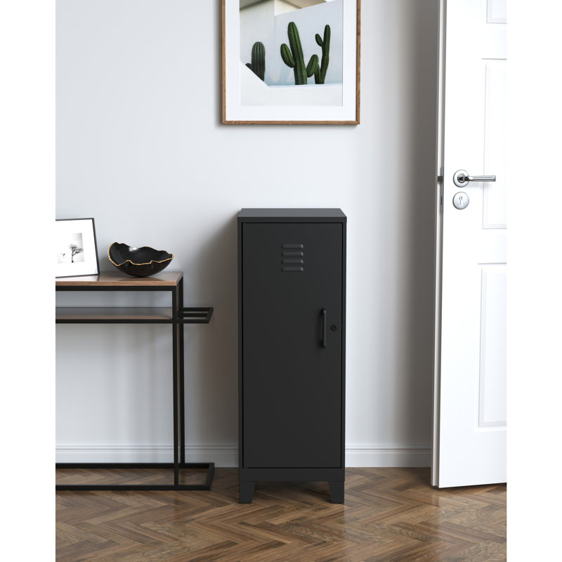 Black 42.5" High Metal Storage Locker Cabinet with 3 Shelves