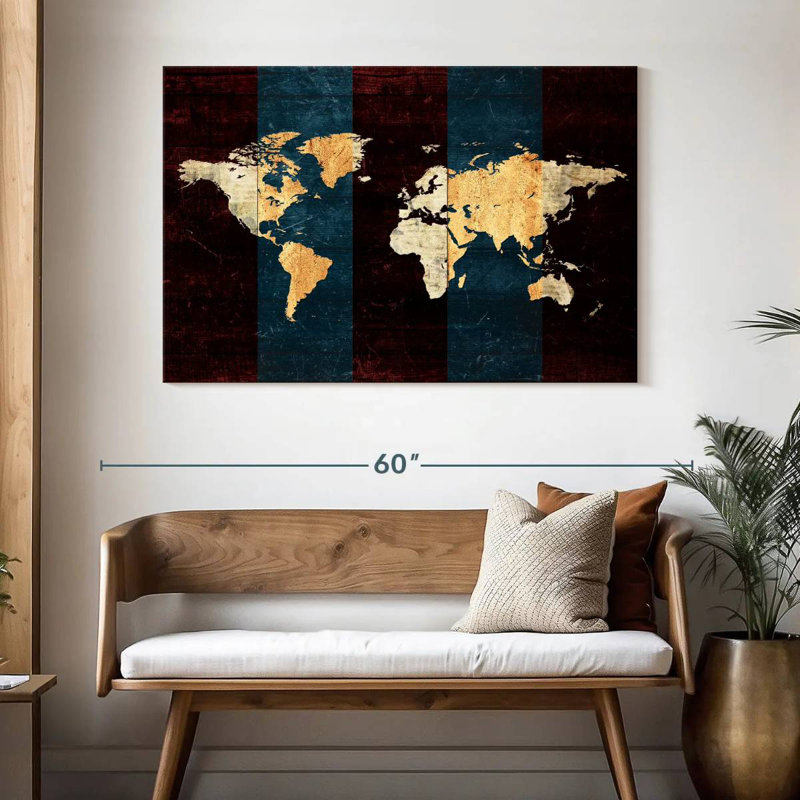 Carte du monde des Aliaz, H 32 po x l 48 po