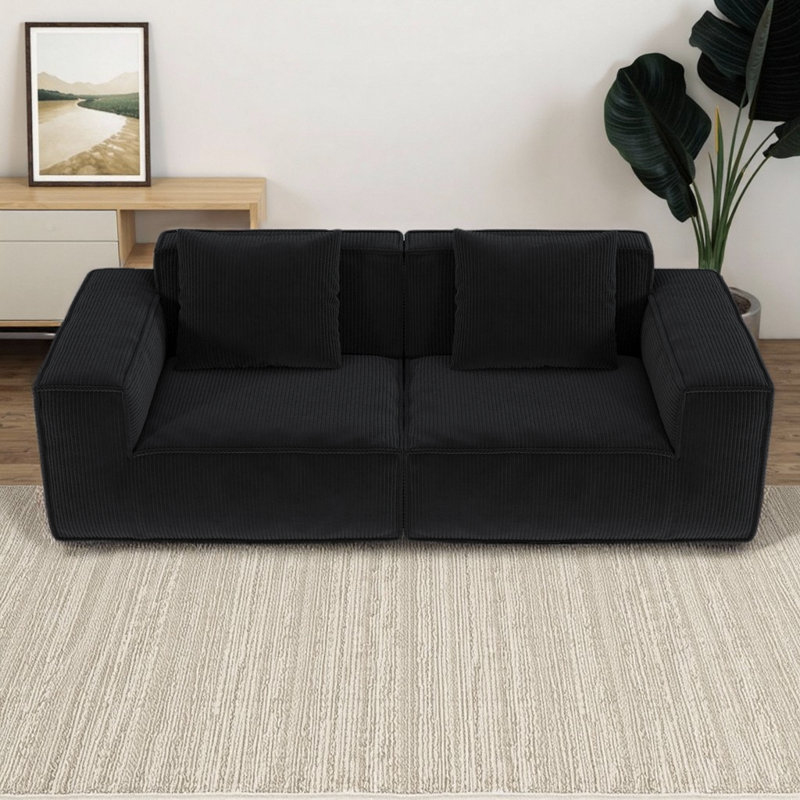 Causeuse modulaire 86,6 po 2 places Cloud, Noir
