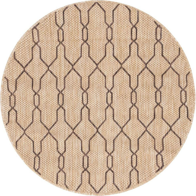 Tapis d'extérieur Preen couleur chameau, Rond 4 pi
