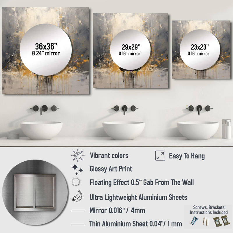 Loudin - miroir mural méditation carré pour chambre à coucher, 23 po x 23 po
