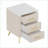 Beige Upholstered Nightstand with 3 Drawers &amp; Marbling Top