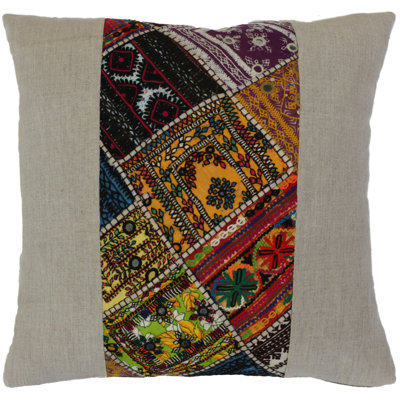 Embroidered Linen Throw Pillow