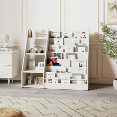 Solid Wood Montessori 7-Tier Freestanding Bookcase & Toy Storage Organizer