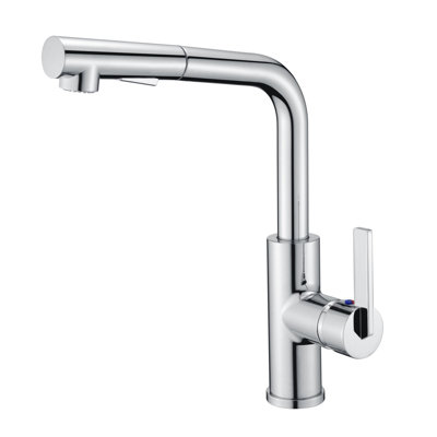 Hena Collection 1-Hole Installation Single Handle Kitchen Faucet with Pull Out Spout Sprayer - Chrome Polished