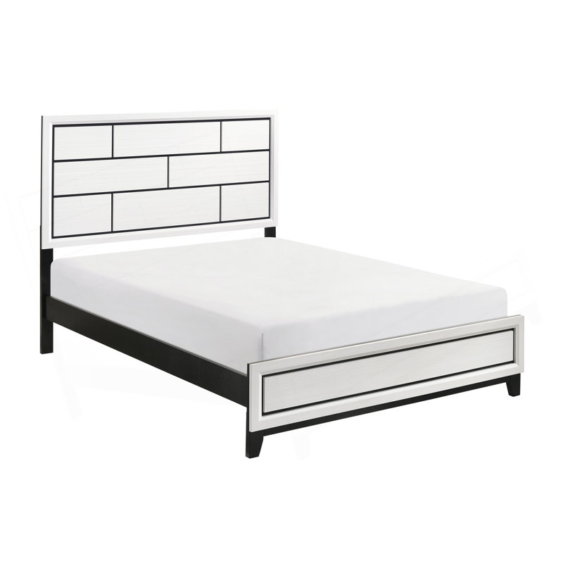 Mobilier de chambre à coucher moderne en bois à finition blanche et grand lit 1pc