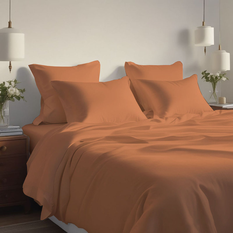 Hotel Luxurious Bamboo Blend Deep Pockets Breathable Cooling Bed Sheet Set 2000 Series, Full Sheet Set + 4 Pillowcases