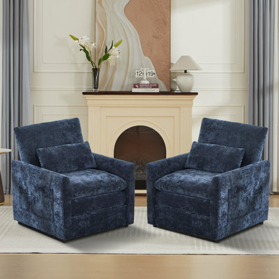 Modern Upholstered Accent Chair With Lumbar Pillow (Set of 2)