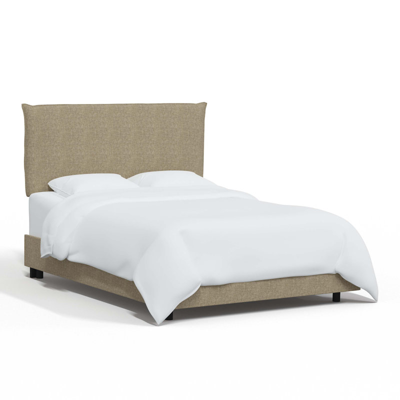 Lit tapissier standard à profil bas Bessinger, Lin naturel texturé Zuma, Grand