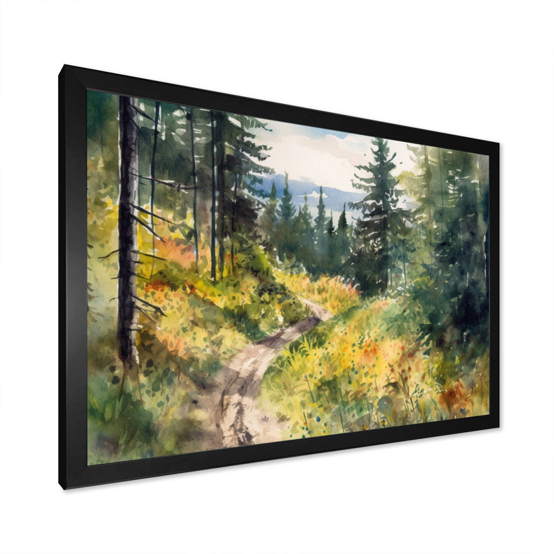 Petite route dans un paysage de montagne, H 16 po x l 32 po x P 1 po, Cadre photo noir