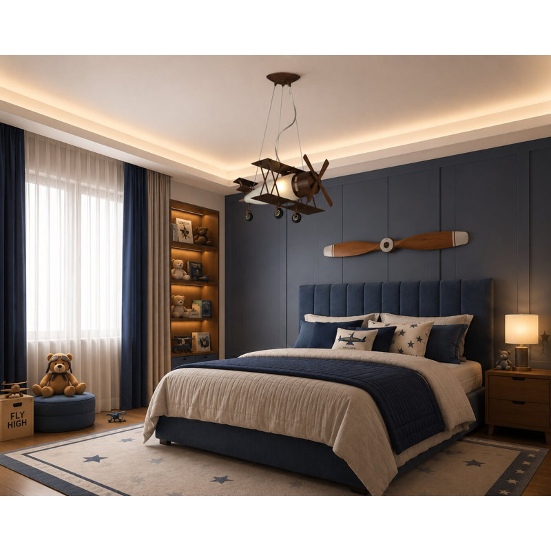 Eclectic 1 Light Brown Airplane Chandelier, Brown
