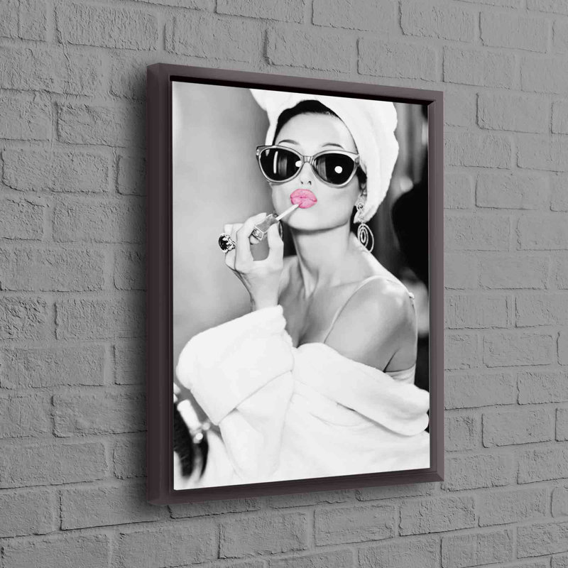 Audrey Hepburn Inspired Modern Art Canvas Featuring Trendy Poster with Lip Woman Print Ideal for Makeup and Art Enthusiasts