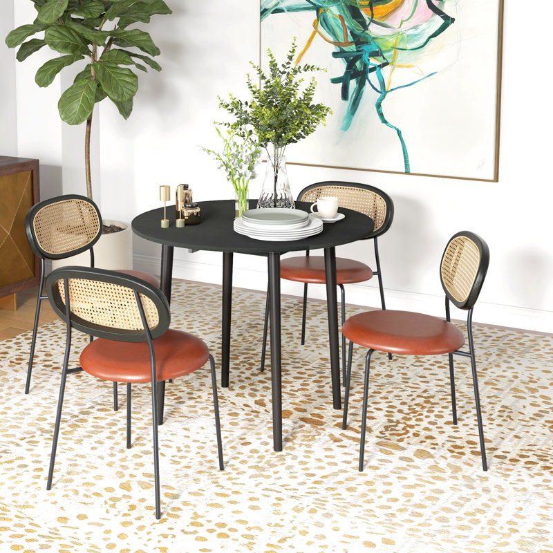 Koryun Round Dining Table,wood, Black