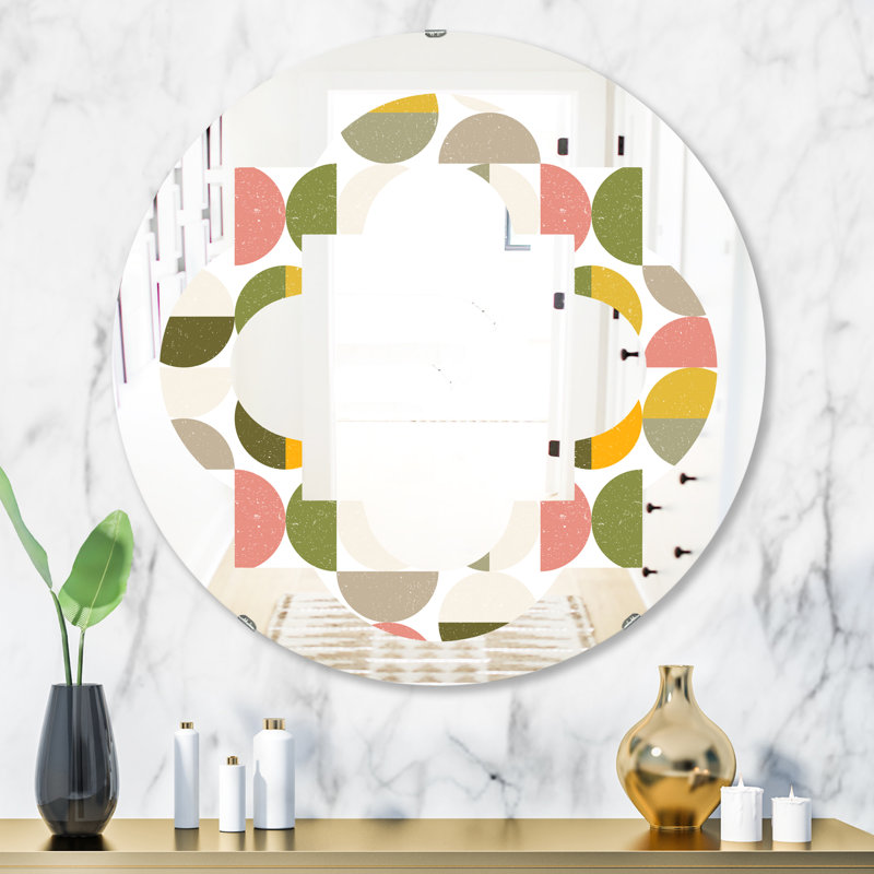 Miroir mural moderne sans cadre, H 31,5 po x l 31,5 po, Motif circulaire quadrilobe I