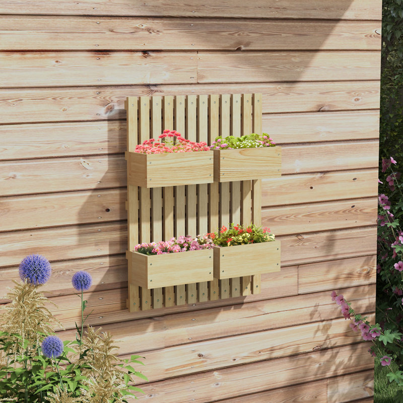 Lit de jardin surélevé avec treillis pour fleurs de vigne et plantes grimpantes Outsunny