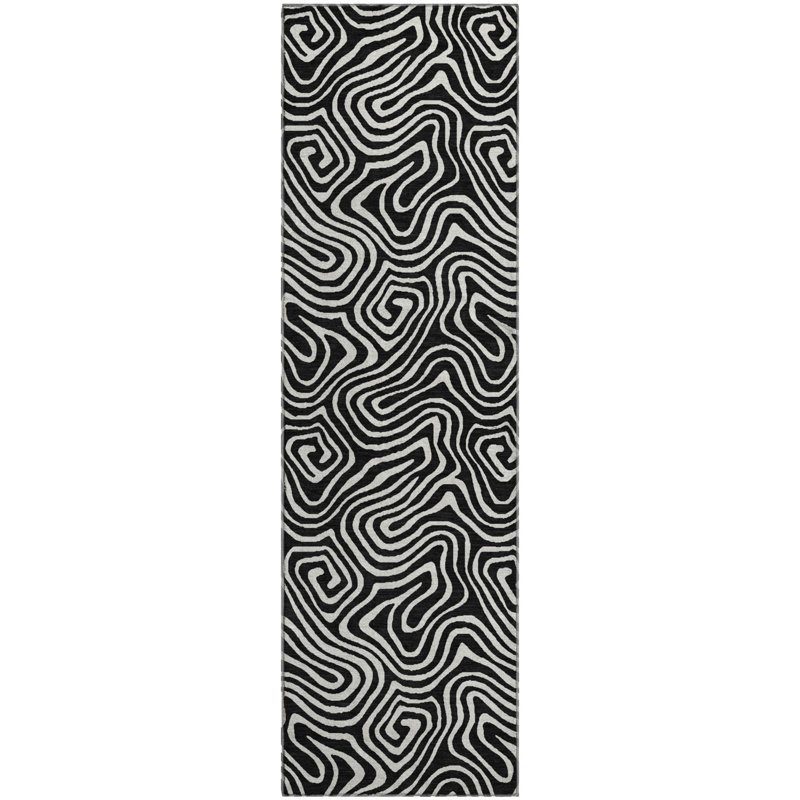 Premium Machine Washable Diskin AMF1030 Swirls Rug, Runner 2'3" x 7'6"