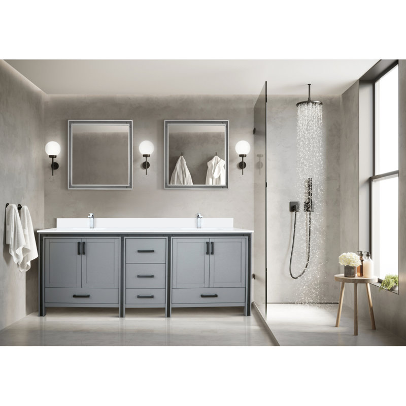 Meuble-lavabo double gris foncé 84 po X P 22 po D, Gris foncé, 84"