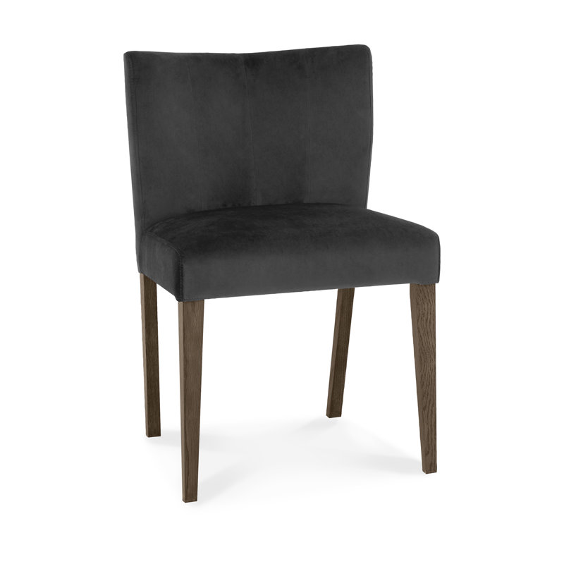 Caserta Polyester Blend Upholstered Side Chair, Gun Metal, Dark Oak