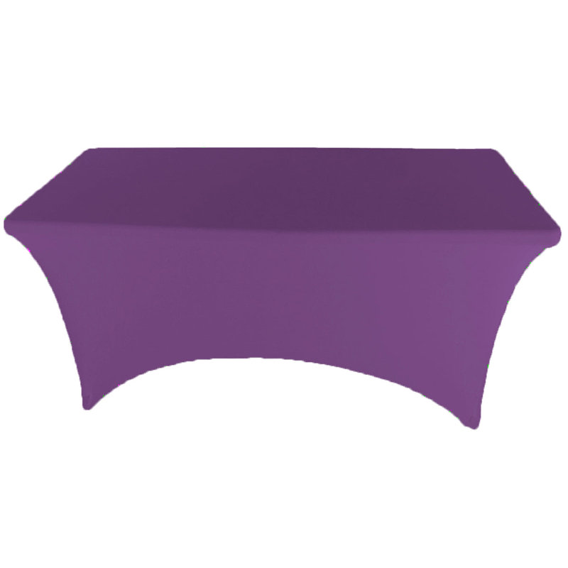 4Ft, 6Ft, 8Ft Spandex Tablecloth Fitted Stretch Rectangular Table Cover For Dining Wedding Party, Purple, 72" x 30"